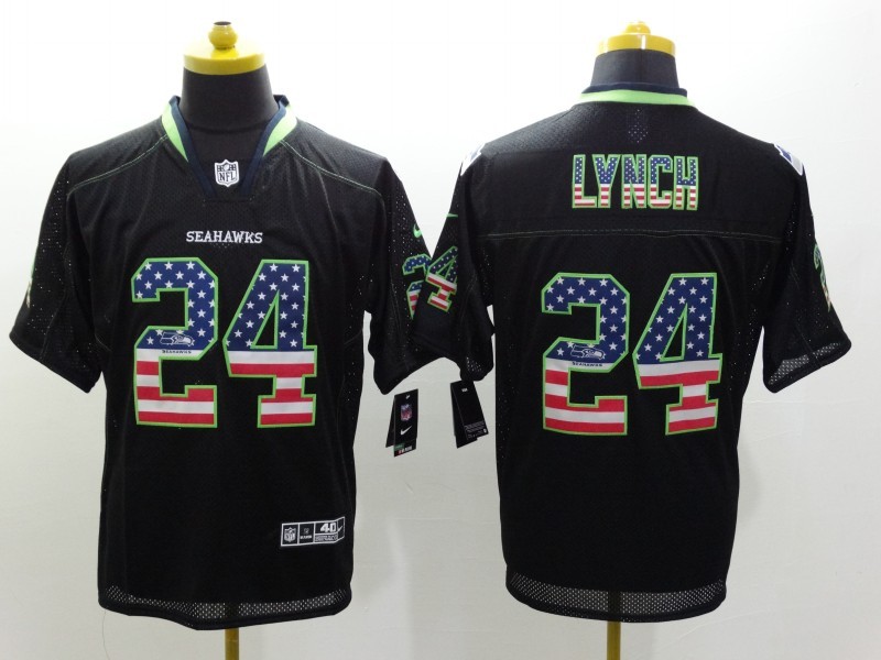 Men's Seattle Seahawks Marshawn Lynch #24 Black Jersey